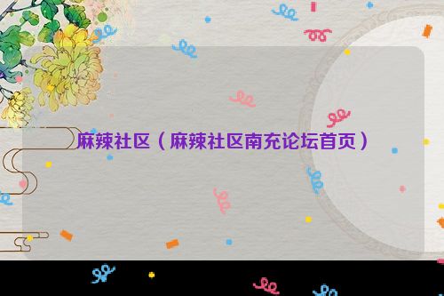 麻辣社区（麻辣社区南充论坛首页）