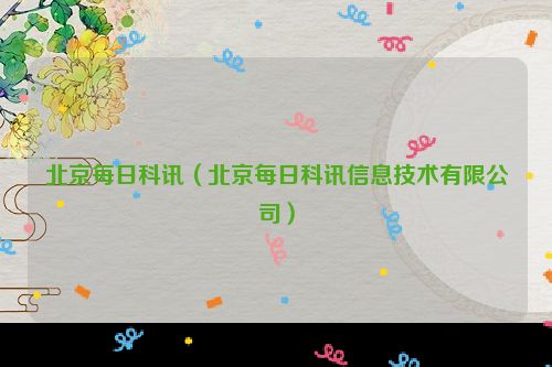 北京每日科讯（北京每日科讯信息技术有限公司）