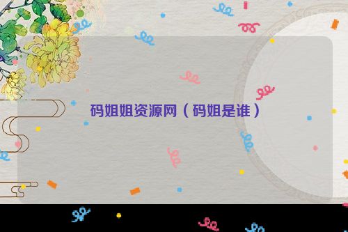 码姐姐资源网（码姐是谁）