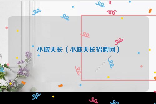 小城天长（小城天长招聘网）