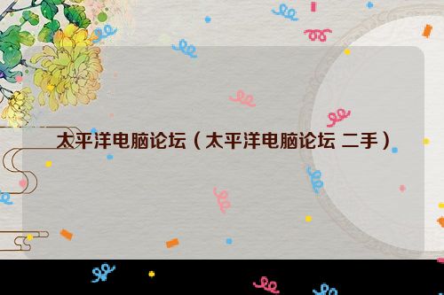 太平洋电脑论坛（太平洋电脑论坛 二手）