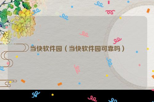 当快软件园（当快软件园可靠吗）