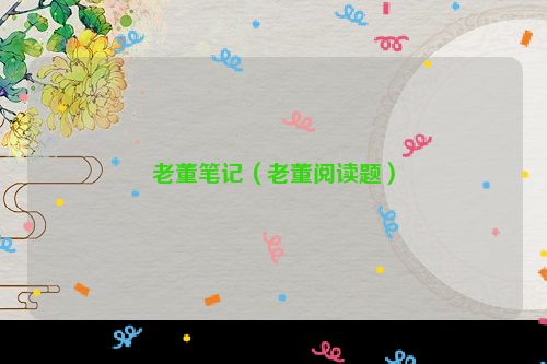 老董笔记（老董阅读题）