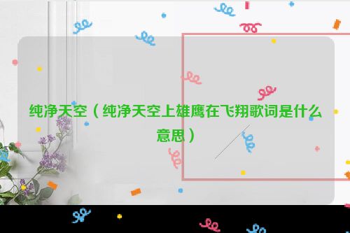 纯净天空（纯净天空上雄鹰在飞翔歌词是什么意思）