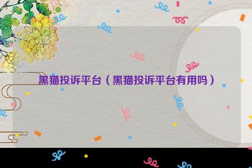 黑猫投诉平台（黑猫投诉平台有用吗）